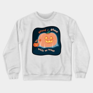 Trick-or-treating gourd ghost pumpkin, text (light backgrounds) Crewneck Sweatshirt